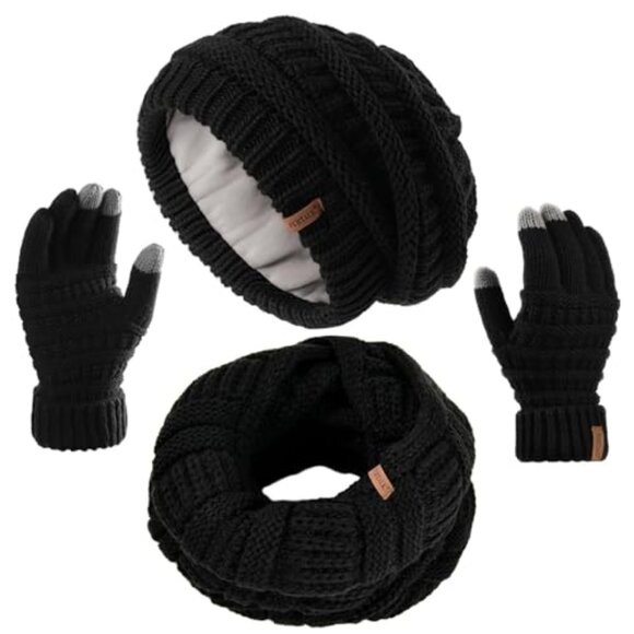 Slouchy Beanie Scarf Gloves Set Touchscreen Winter Accessories Cozy Chic main image 7
